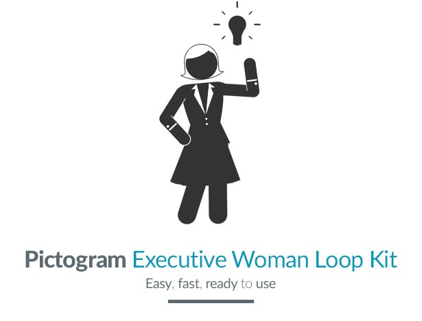 Pictogram Executive Woman Loop Kit Motion Graphics Element - Title image