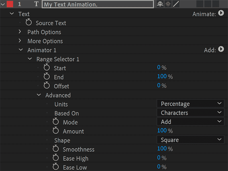 Animator on After Effects is not intuitive.
